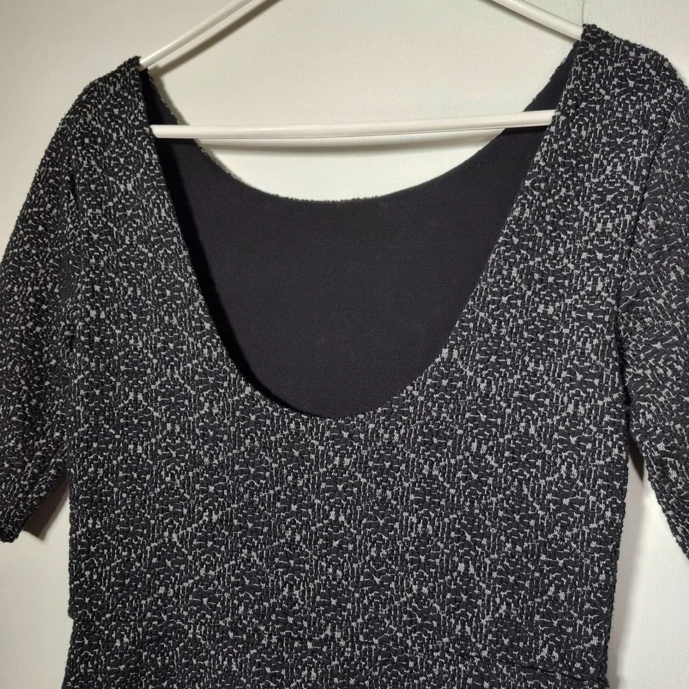 Free People Lady Pucker scoop back bodycon dress black mini stretch fitted med